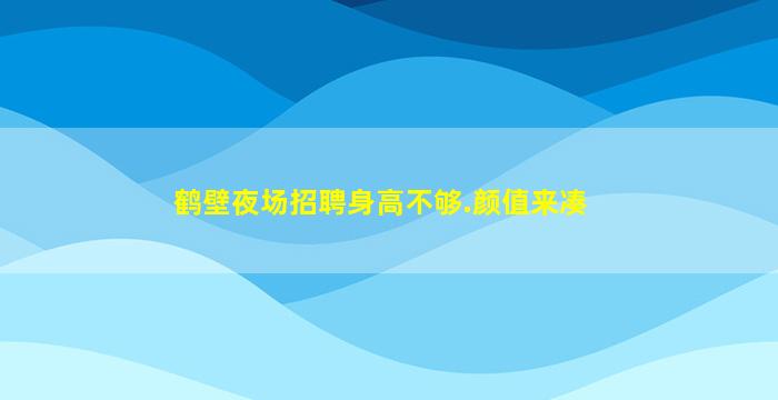 鹤壁夜场招聘身高不够.颜值来凑